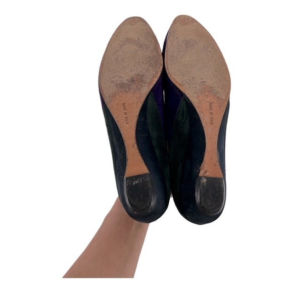Salvatore Ferragamo Purple Green Black Suede Wedges size 8 AA made in Italy - Picture 11 of 15